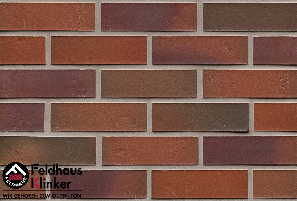 Фасадная плитка ручной формовки Feldhaus Klinker R714 accudo carmesi bluastro NF14, 240*14*71 мм